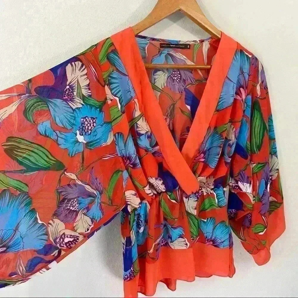 Hazel orange floral boho top - Picture 2 of 4